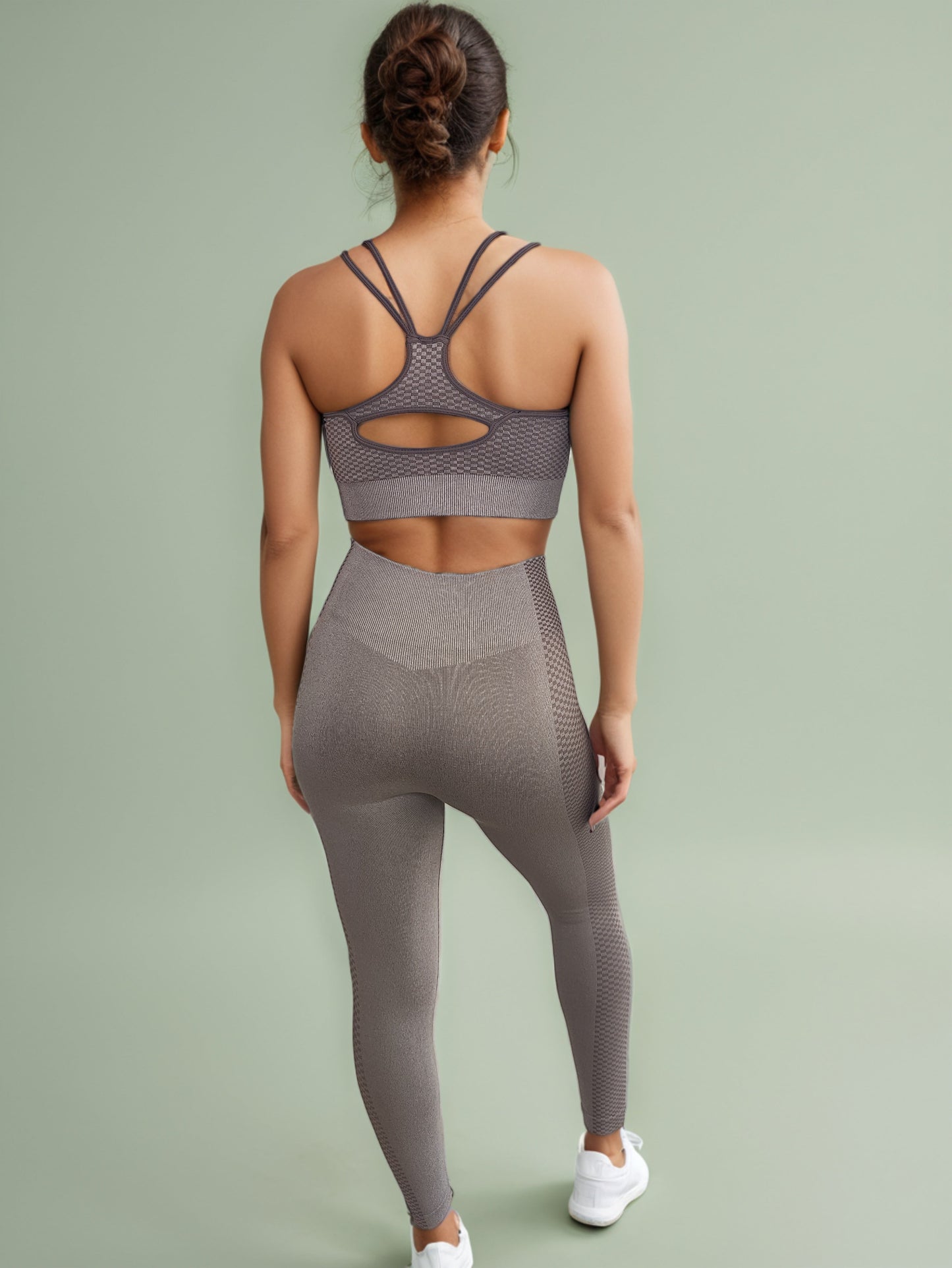 CONJUNTO LEGGING CUADROS + TOP OLIMPICO CON ESCOTE