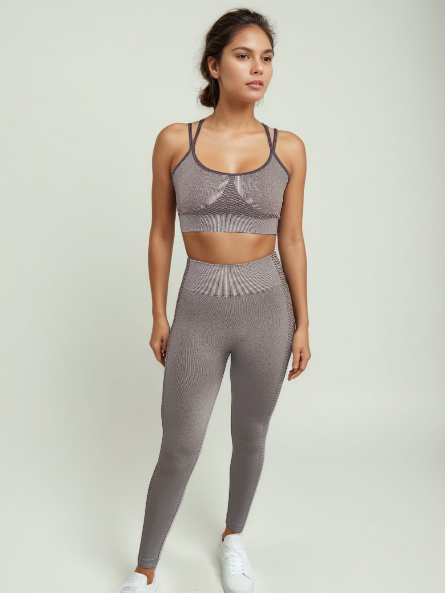 CONJUNTO LEGGING CUADROS + TOP OLIMPICO CON ESCOTE