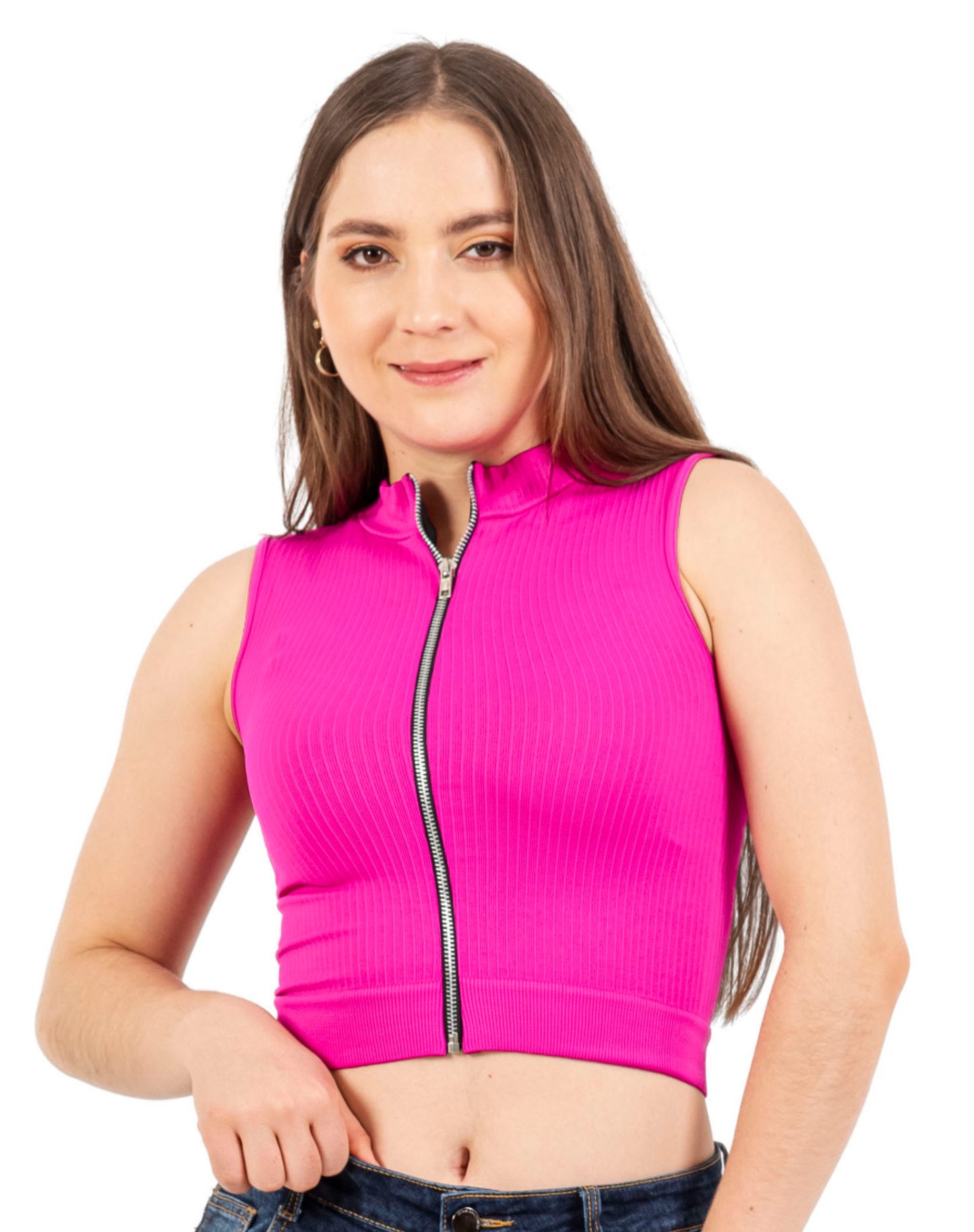 BLUSA SISADA CON CIERRE Y SIN MANGA