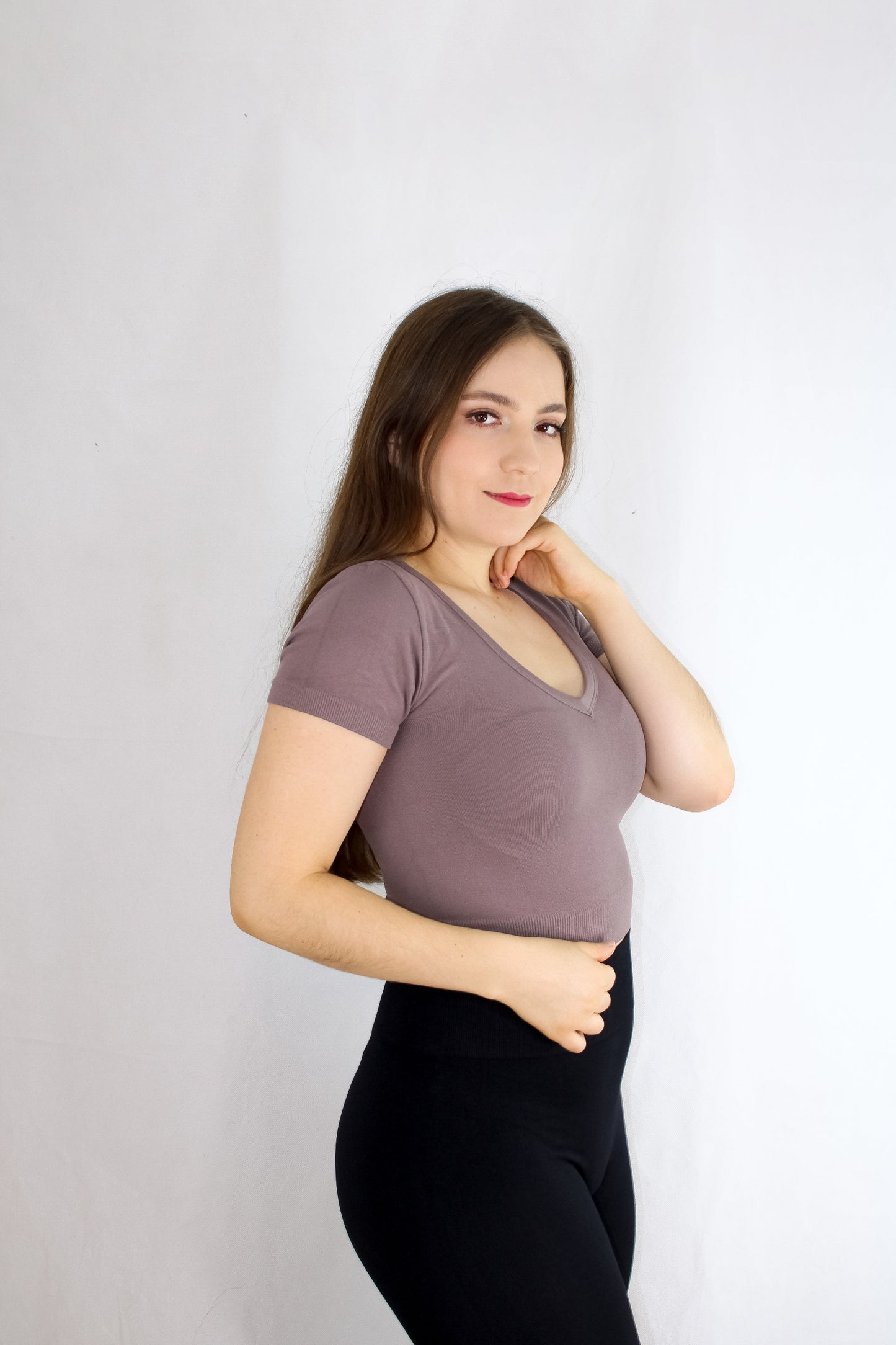 BLUSA CUELLO V MANGA CORTA