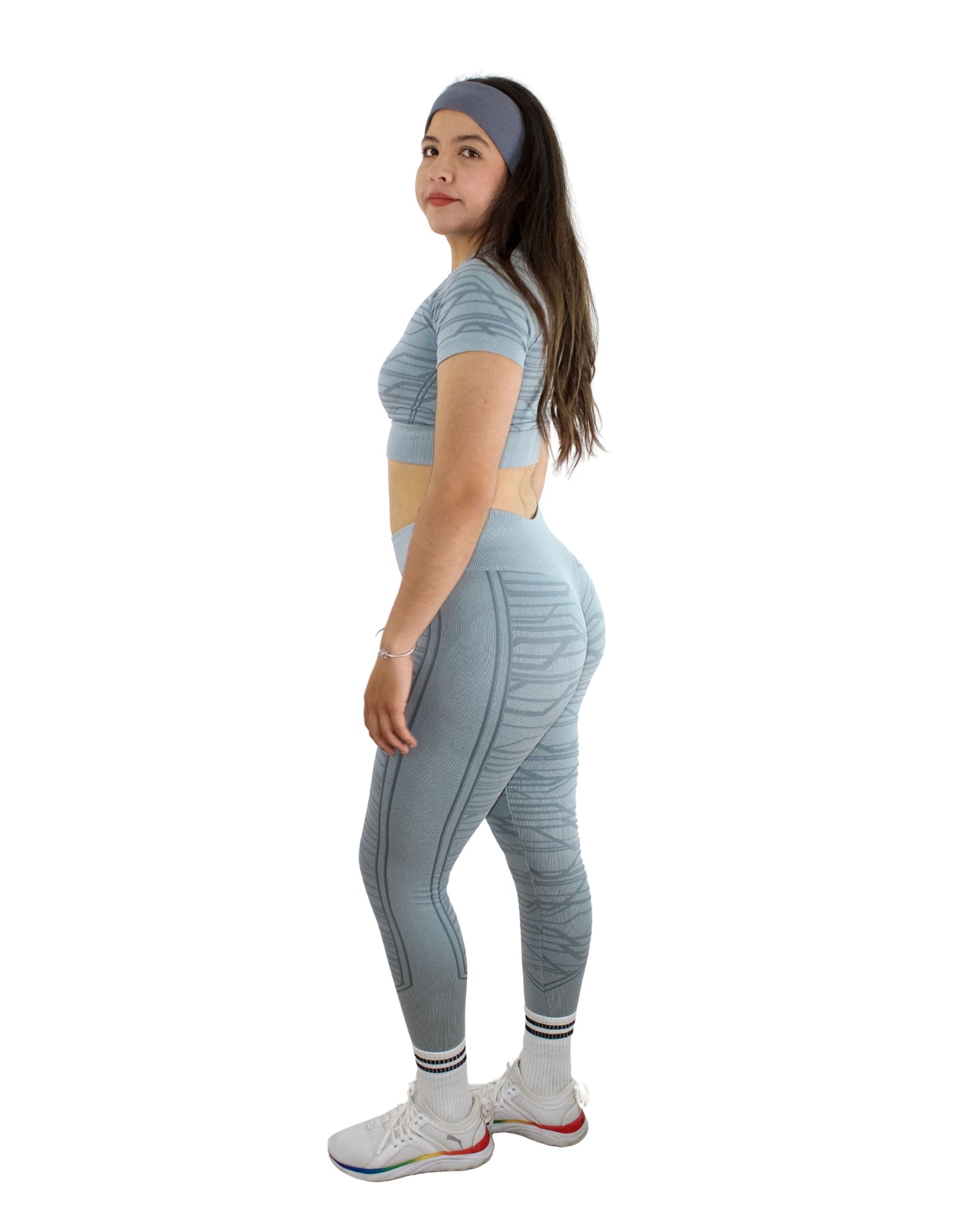 CONJUNTO DISEÑO RAYADO LEGGING + CROP TOP