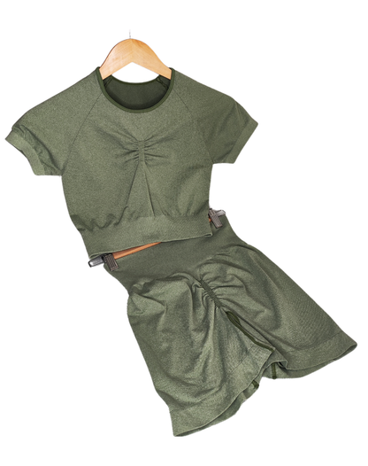 CONJUNTO JASPEADO CROP TOP + SHORT CON PUSH UP