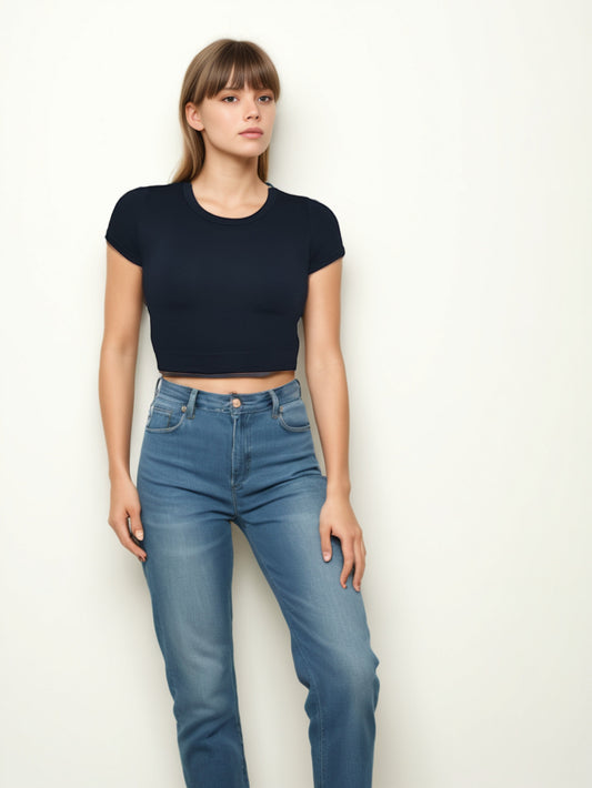 BLUSA MANGA CORTA CUELLO REDONDO
