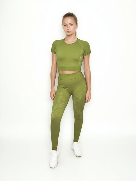 CONJUNTO DE FLORES SIN PUSH UP LEGGING + CROP TOP
