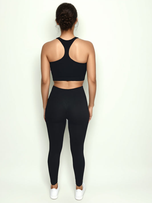 CONJUNTO ACANALADO LEGGING DETALLE V + TOP
