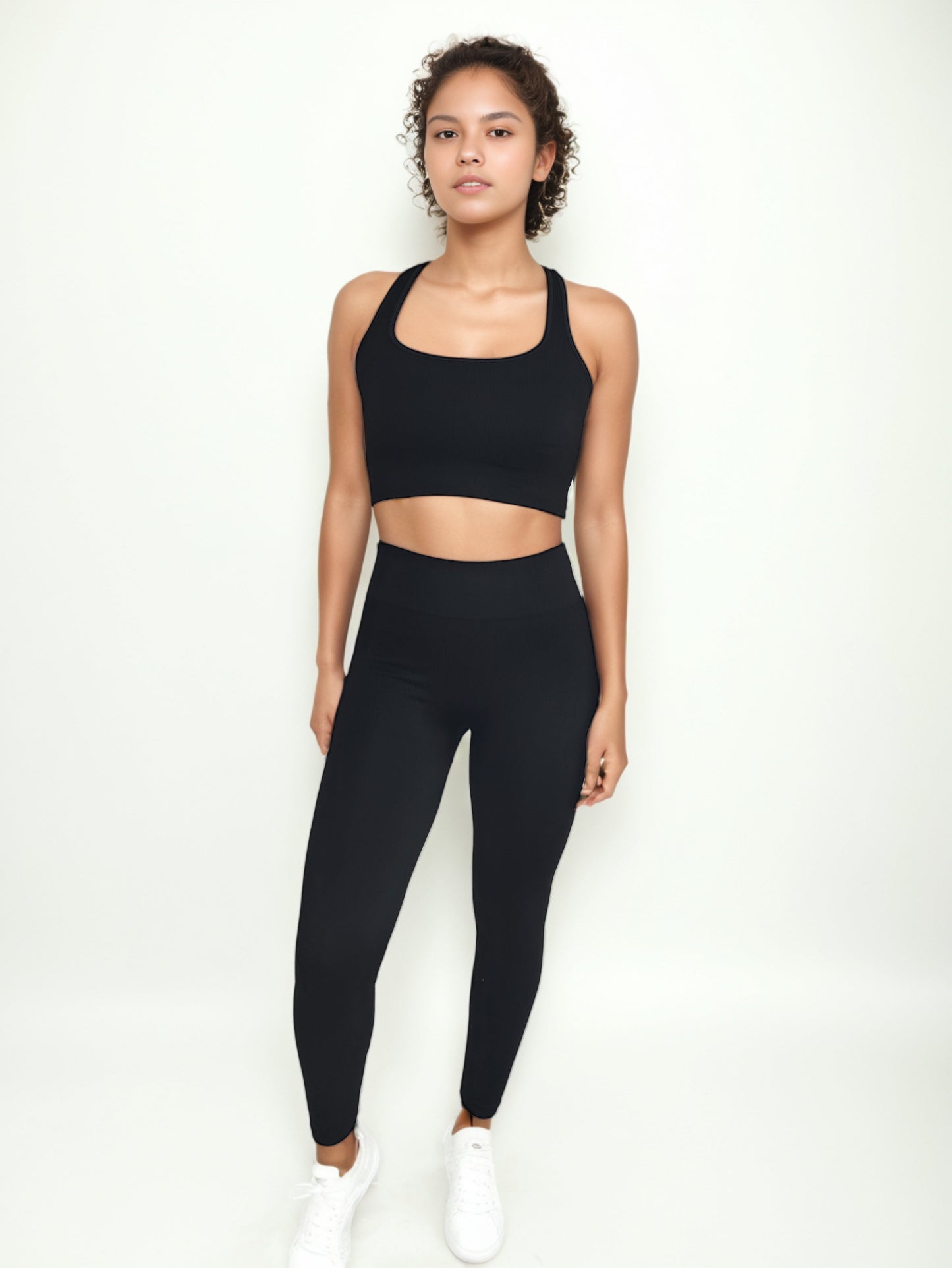 CONJUNTO ACANALADO LEGGING DETALLE V + TOP