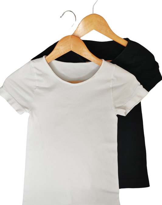 BLUSA MANGA CORTA CANAL CUELLO REDONDO