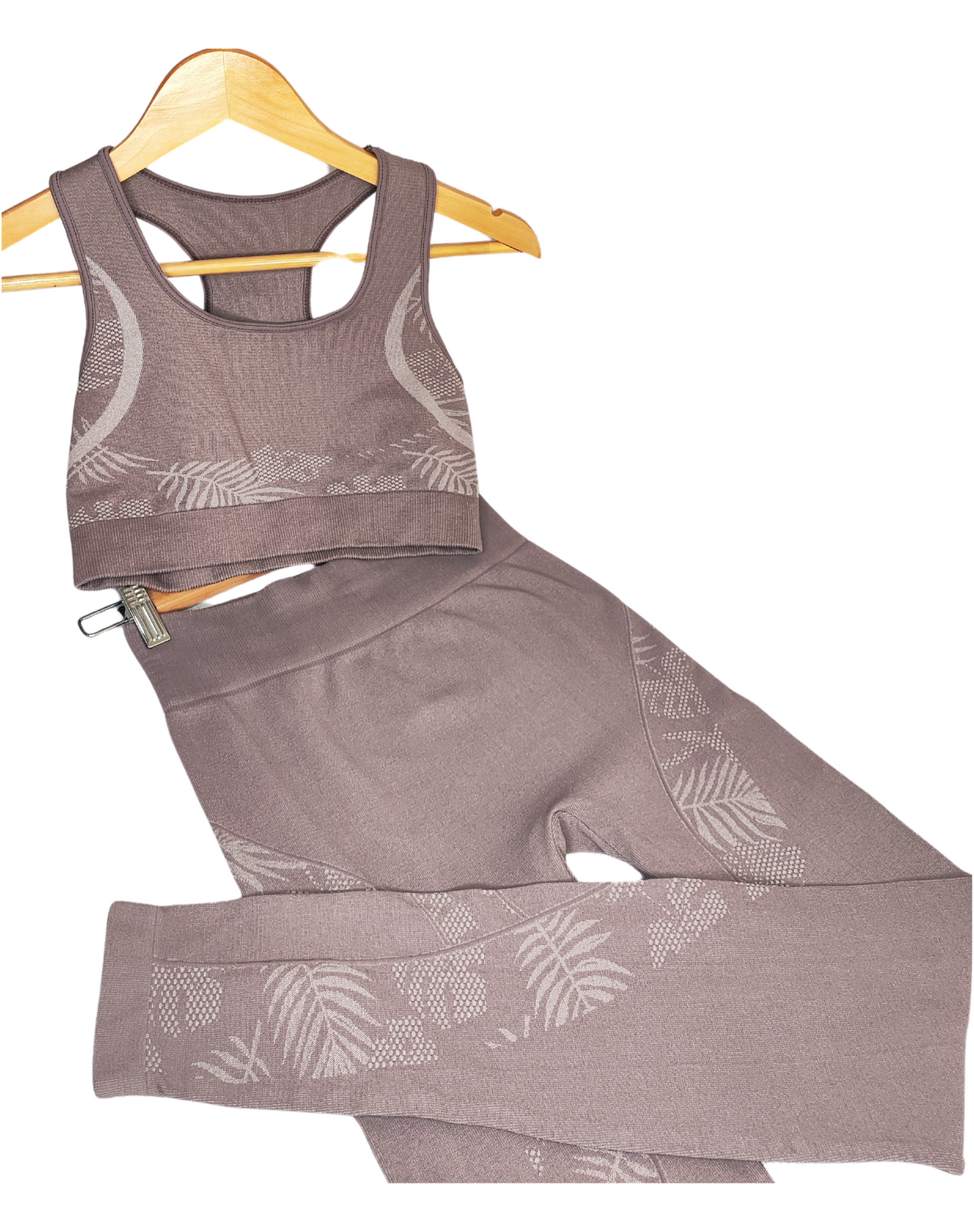 CONJUNTO CON DISEÑO DE FLORES LEGGING SIN PUSH UP + TOP OLIMPICO