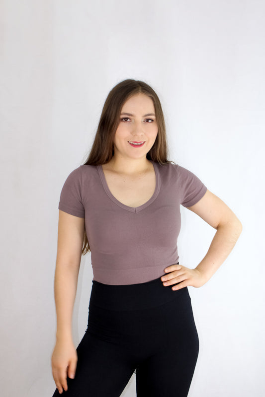 BLUSA CUELLO V MANGA CORTA