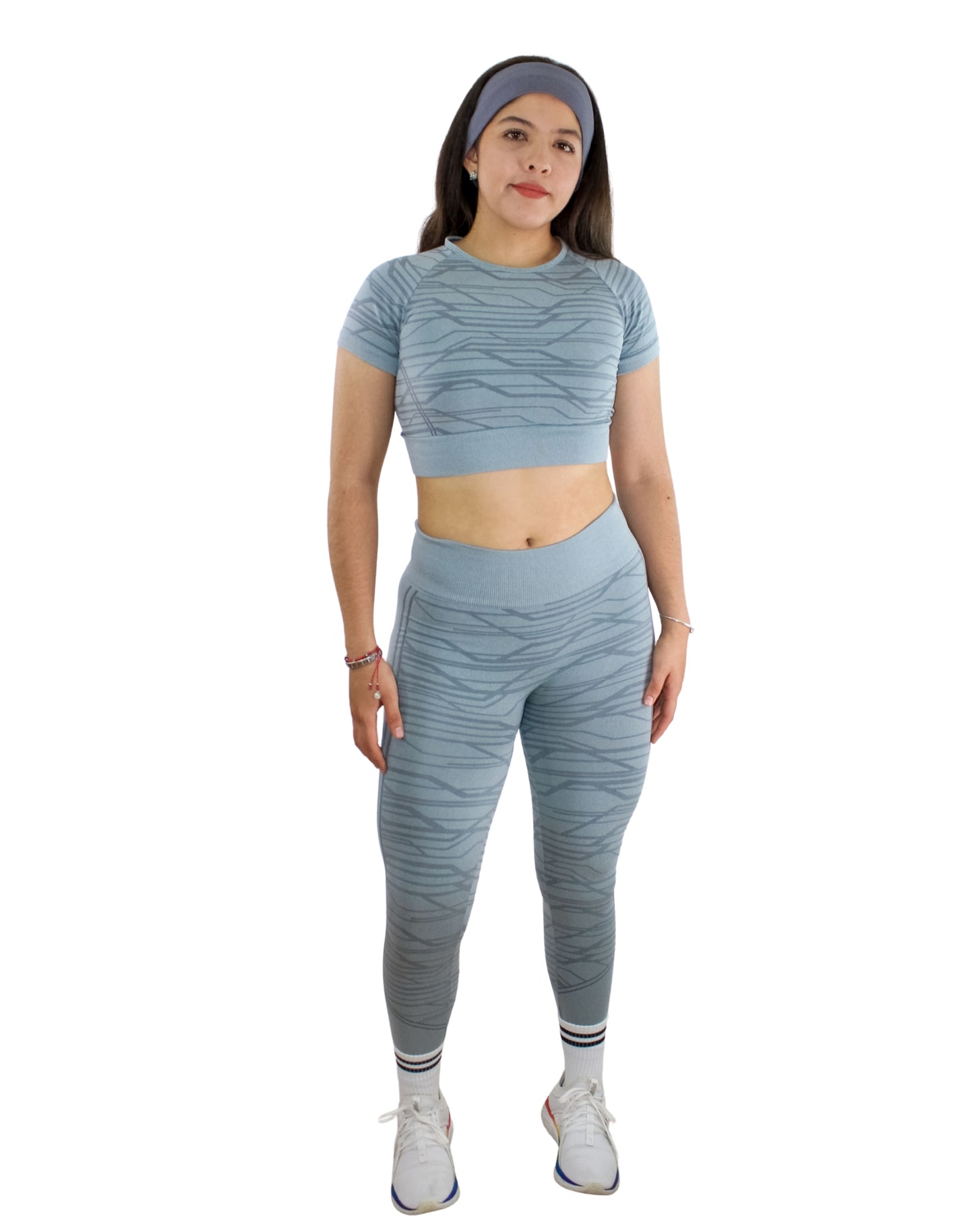 CONJUNTO DISEÑO RAYADO LEGGING + CROP TOP