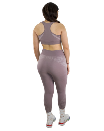 CONJUNTO CON DISEÑO DE FLORES LEGGING SIN PUSH UP + TOP OLIMPICO