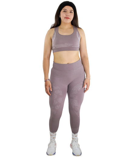 CONJUNTO CON DISEÑO DE FLORES LEGGING SIN PUSH UP + TOP OLIMPICO