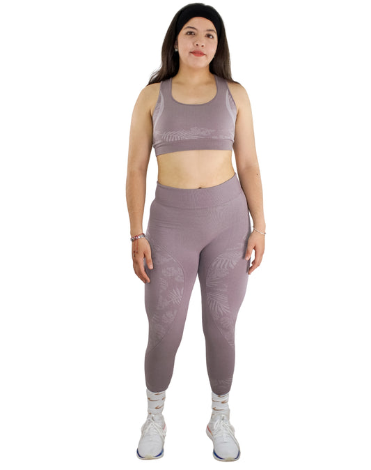 CONJUNTO CON DISEÑO DE FLORES LEGGING SIN PUSH UP + TOP OLIMPICO