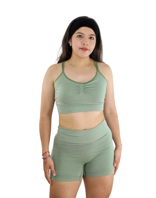 CONJUNTO JASPEADO TOP + SHORT CON PUSH UP