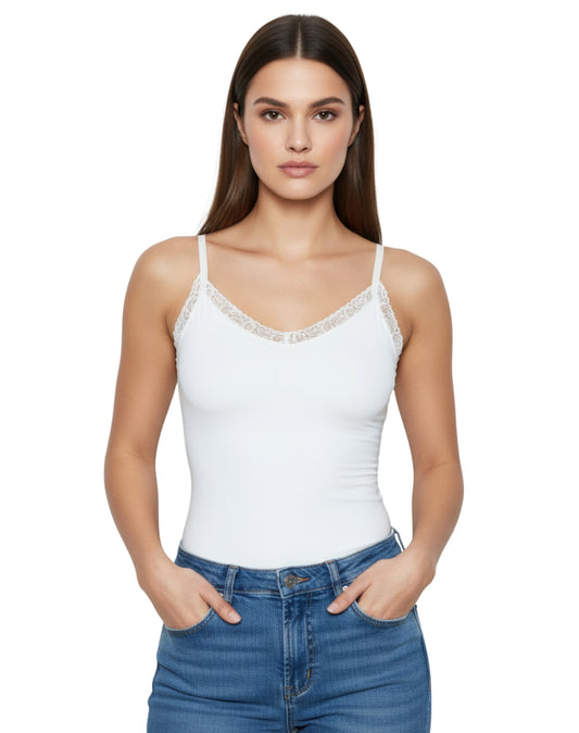 BLUSA BÁSICA CON DETALLES Y ENCAJE